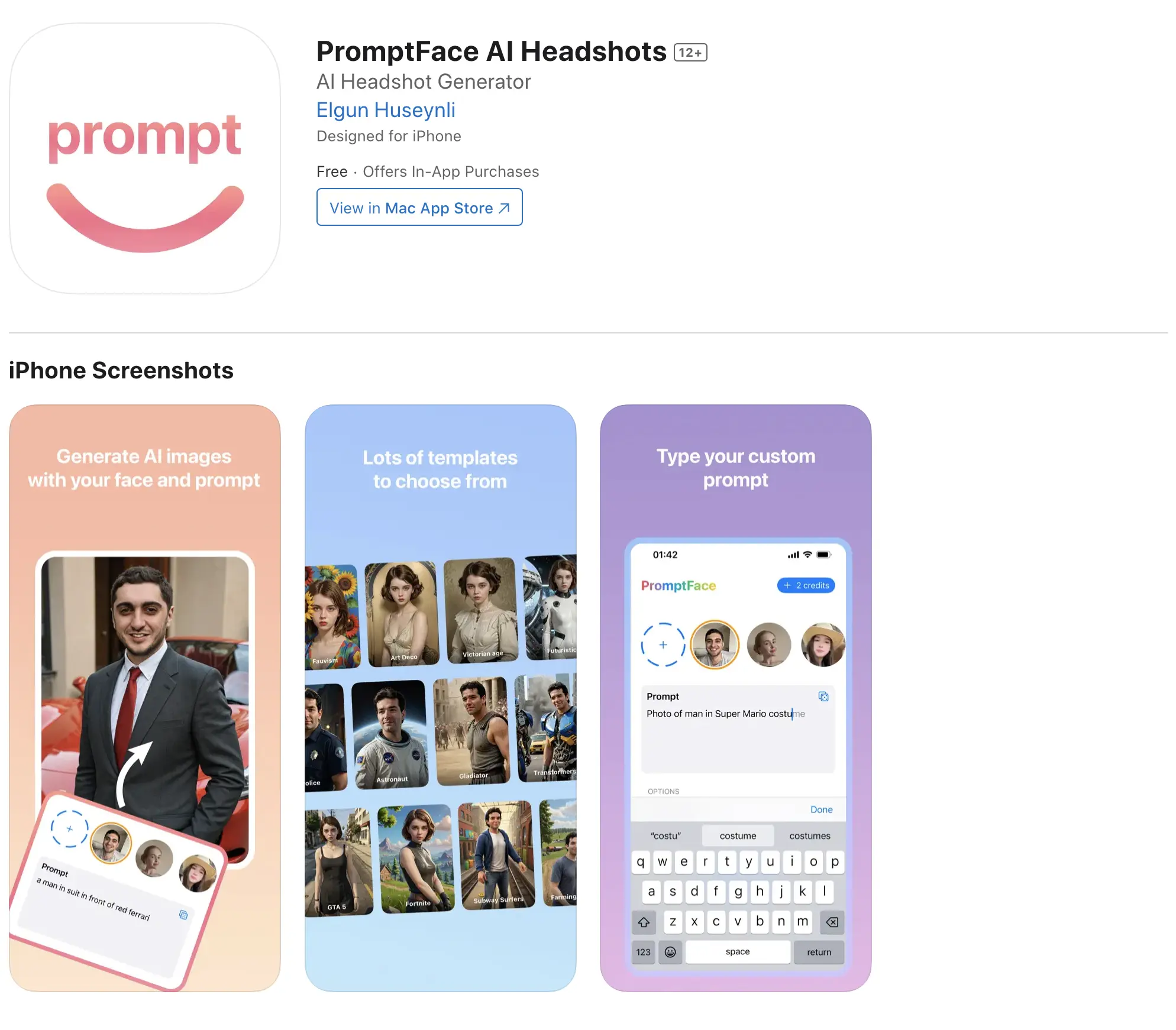 PromptFace AI Headshots